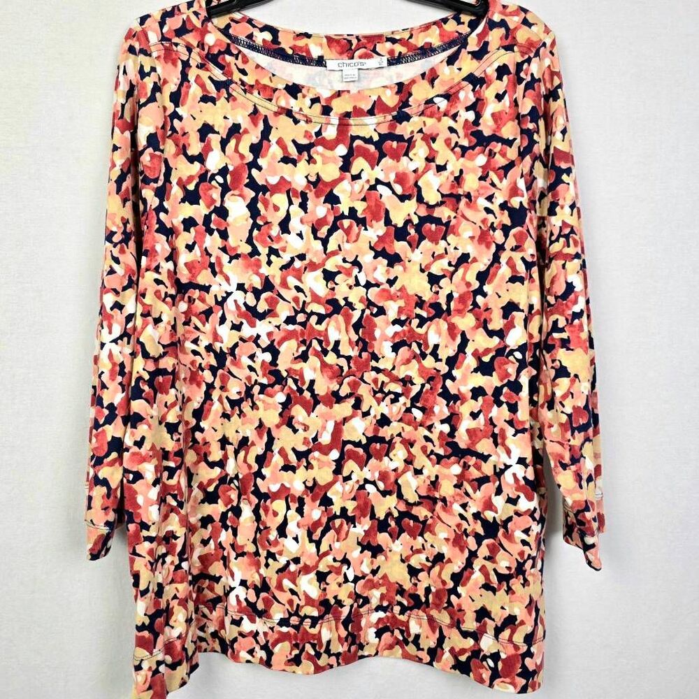 Chicos Size 3 XL Abstract Print Top Pima Cotton